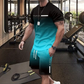 😎Set de tricou și pantaloni scurți pentru bărbați, cu efect de degrade