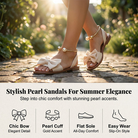 🎀Sandale elegante cu barete la gleznă și perle