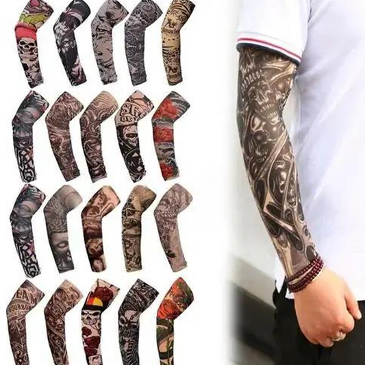 Mâneci realiste pentru braț, sub formă de tatuaj, pentru protecție solară