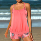 🎉❤️Costum de baie tip tankini pentru femei, format din două piese: bluză tip blouson și pantaloni scurți