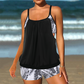 🎉❤️Costum de baie tip tankini pentru femei, format din două piese: bluză tip blouson și pantaloni scurți