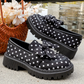 🎀👞Elegant și jucăuș, pași îndrăzneți ✨Mocasini cu platformă și fundă cu buline pentru femei