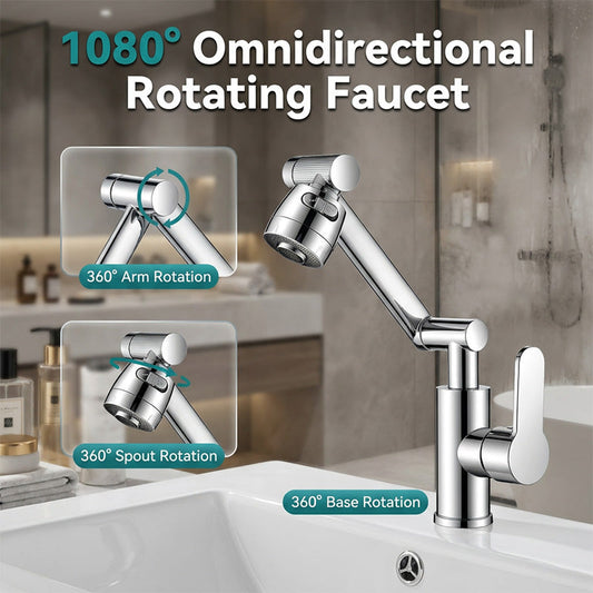 ⏳🔥REDUCERE DE 50% ！! 🚰Robinet cu braț mecanic rotativ 1080° – flexibil, modern și ideal pentru orice chiuvetă