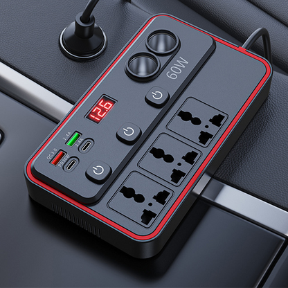🔌⚡ Încărcător Auto Multifuncțional cu Prize AC & USB