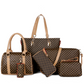 👜 Set Geantă de Damă 6-în-1 – Geantă + Geantă Cilindrică + Curea + Poșetă + Portofel + Husă Chei
