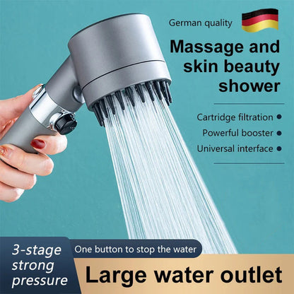🚿 Duș de Mână cu Presiune Mare, 3 Trepte și Filtru – Rezistent la cădere, ușor de instalat