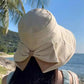 👒☀️Pălărie de soare pentru femei cu boruri largi și fundă