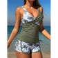 👙 Set Tankini cu Talie Înaltă și Imprimeu Tropical – Confortabil, Stilat și Perfect pentru Plajă și Vacanțe