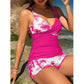 👙 Set Tankini cu Talie Înaltă și Imprimeu Tropical – Confortabil, Stilat și Perfect pentru Plajă și Vacanțe