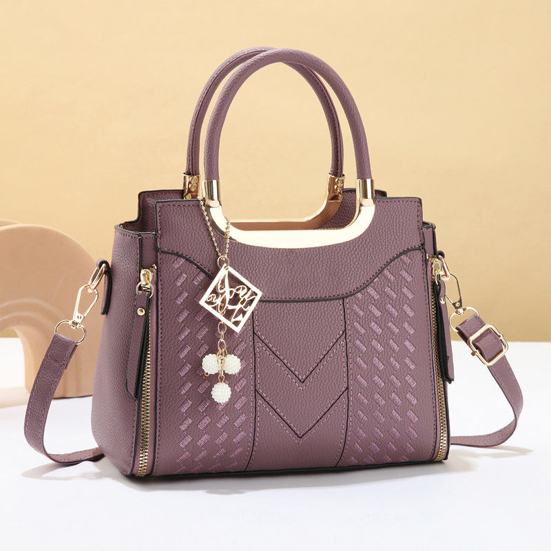 🥳New Arrival 40% OFF👜Women's V-Stitched Satchel – Gold Hardware, Multi-Compartment, Top-Handle 🌸
