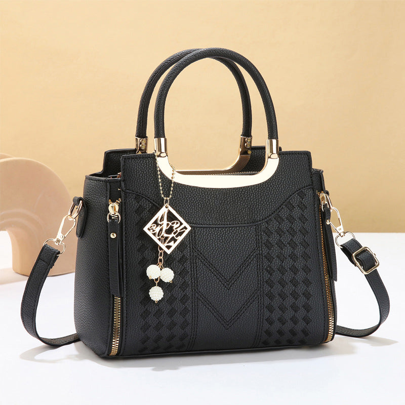 🥳New Arrival 40% OFF👜Women's V-Stitched Satchel – Gold Hardware, Multi-Compartment, Top-Handle 🌸