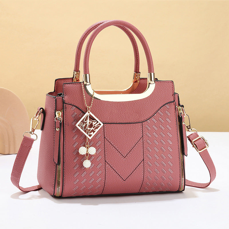 🥳New Arrival 40% OFF👜Women's V-Stitched Satchel – Gold Hardware, Multi-Compartment, Top-Handle 🌸
