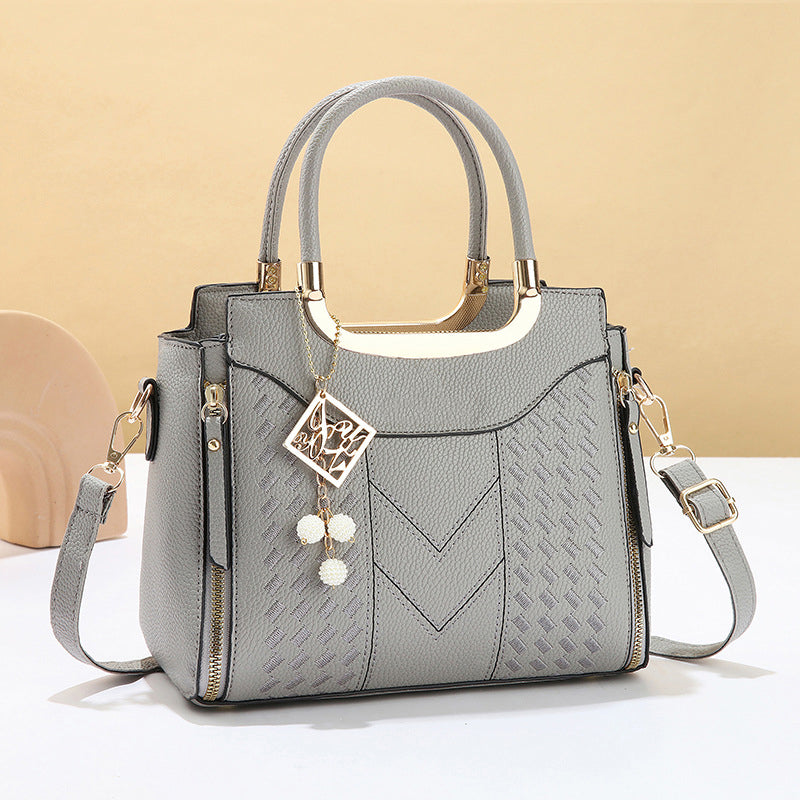 🥳New Arrival 40% OFF👜Women's V-Stitched Satchel – Gold Hardware, Multi-Compartment, Top-Handle 🌸