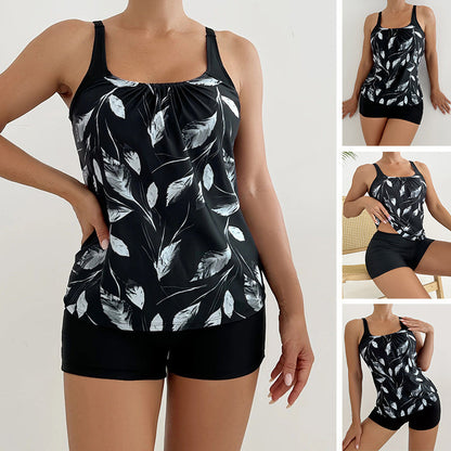 💃 Costum de baie din două piese cu imprimeu – Panou de susținere pentru abdomen, țesătură elastică în 4 direcții și protecție solară UPF 50+. Conceput pentru a-ți pune în valoare formele și a-ți oferi confort, de la plajă până la piscină 🌊