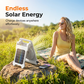 Ventilator solar de exterior, cu funcție de iluminare — se poate încărca cu ajutorul unui panou solar sau prin USB
