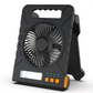 Ventilator solar de exterior, cu funcție de iluminare — se poate încărca cu ajutorul unui panou solar sau prin USB