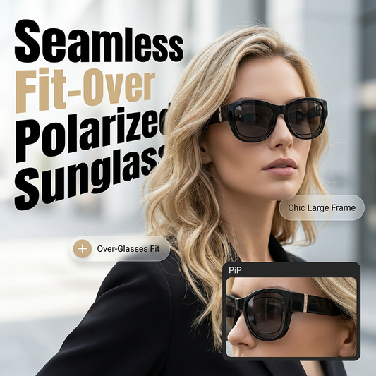 🕶️☀️Ochelari de soare pentru femei, cu ramă largă, care se pot purta peste ochelarii de vedere