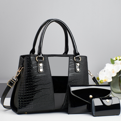 👜 Reducere de 40%!！Set de 3 piese de genți de mână pentru femei cu model de crocodil – textură luxoasă