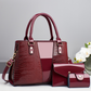 👜 Reducere de 40%!！Set de 3 piese de genți de mână pentru femei cu model de crocodil – textură luxoasă