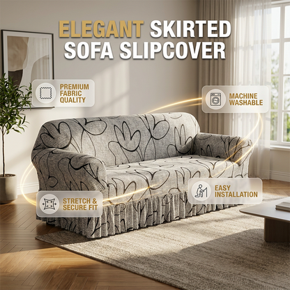 📢📢Reducere de 50%!! ⏰Husă flexibilă pentru canapea – margine cu volane și protecție completă