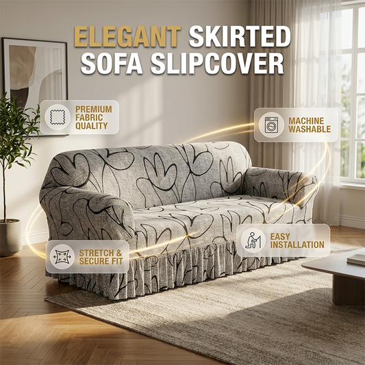📢📢Reducere de 50%!! ⏰Husă flexibilă pentru canapea – margine cu volane și protecție completă