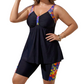👙Costum de baie pentru femei, compus din un top tankini lejer și pantaloni scurți