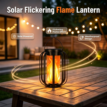 🏮☀️ Lanternă solară cu flacără pâlpâitoare – lumină caldă și realistă, perfectă pentru terase, grădini sau alei🌙