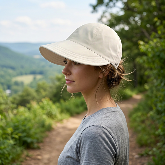 🌞✨Pălărie de soare elegantă și pliabilă pentru femei, cu factor de protecție UPF 50+ – Pălărie tip „bucket” din bumbac, cu boruri largi, clapă pentru gât și curea reglabilă