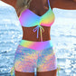 Set de bikini pentru femei cu șnur și pantaloni scurți tip „boy shorts”