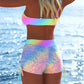 Set de bikini pentru femei cu șnur și pantaloni scurți tip „boy shorts”