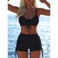 Set de bikini pentru femei cu șnur și pantaloni scurți tip „boy shorts”