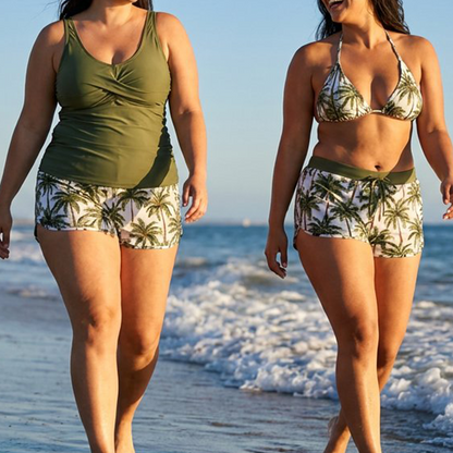 🔥Reducere specială 2026: 50% reducere✨Set de costum de baie pentru femei, format din 3 piese: tankini cu pantaloni scurți