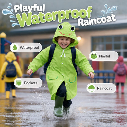 🐸 50% REDUCERE! Poncho de ploaie pentru copii în formă de broască ☔ – Impermeabil, ușor și ușor de transportat în rucsac