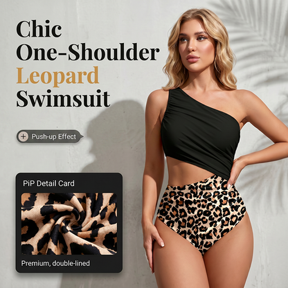 🎉 Reduceri 2026 — Peste 69.000 de bucăți vândute! 🐆 Costum de baie cu un singur umăr pentru femei – Costum de baie cu decupaje în model leopard ☀️