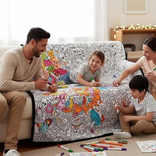 Pătură de colorat DIY cu 24 de markere