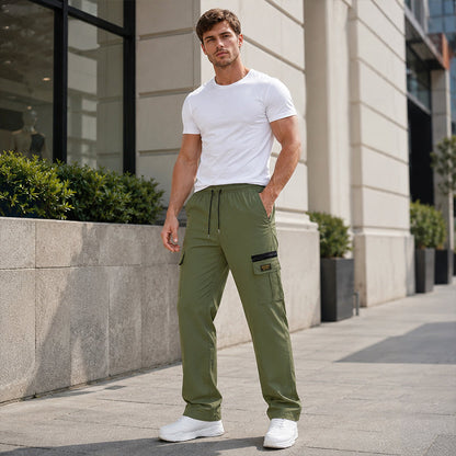Pantaloni cargo casual pentru bărbați, cu talie elastică
