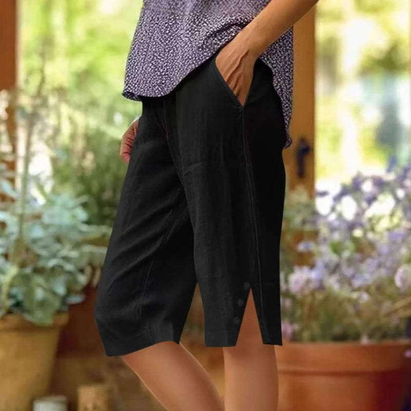 ⌛Limited Time Sale🔥Women's Casual Solid Color Pocket Capri Pants-3