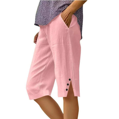 ⌛Limited Time Sale🔥Women's Casual Solid Color Pocket Capri Pants-4