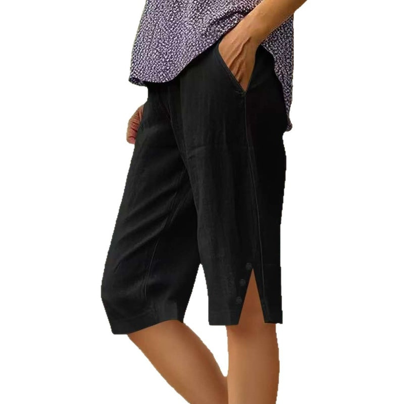 ⌛Limited Time Sale🔥Women's Casual Solid Color Pocket Capri Pants-5