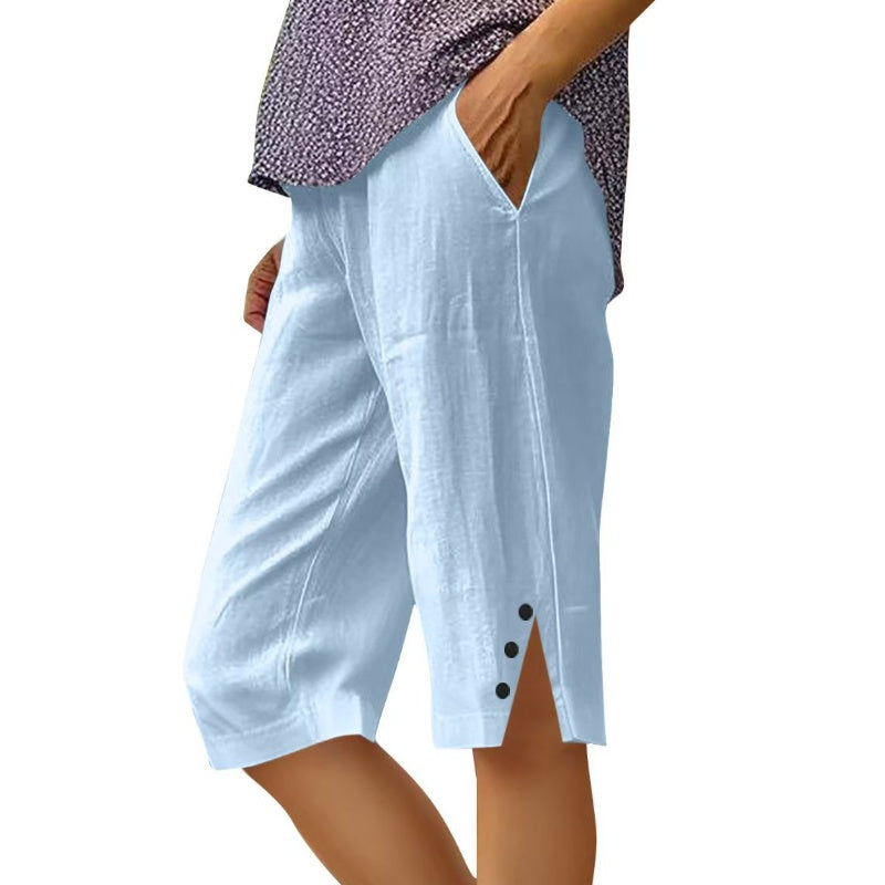 ⌛Limited Time Sale🔥Women's Casual Solid Color Pocket Capri Pants-7