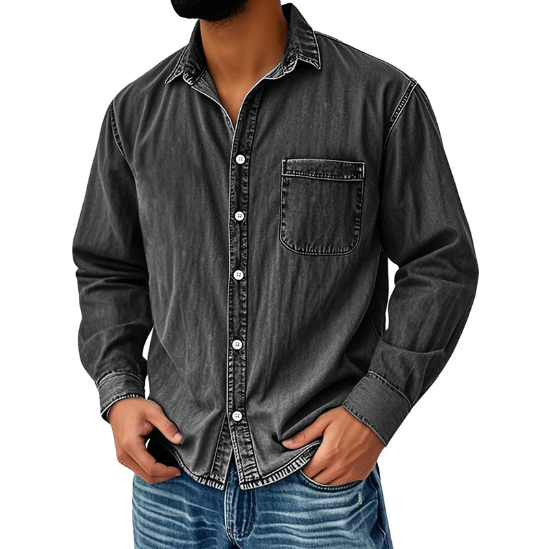 💃 Men's Retro Washed Denim Shirt-9