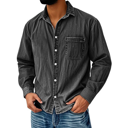 💃 Men's Retro Washed Denim Shirt-9