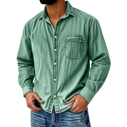 💃 Men's Retro Washed Denim Shirt-14