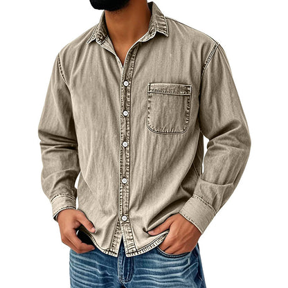 💃 Men's Retro Washed Denim Shirt-16