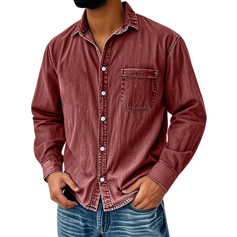 💃 Men's Retro Washed Denim Shirt-17