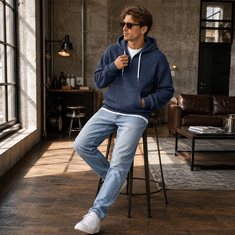 ⏰️LIMITED-TIME 50% OFF ✨Men's Knit Quarter-Zip Hoodie Sweatshirt