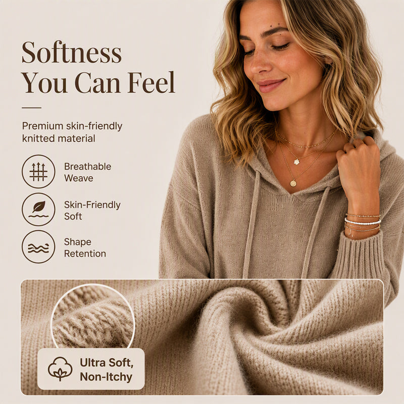 🍂 Women's Hooded Knit Sweater – Where Comfort Meets Casual Fall Style