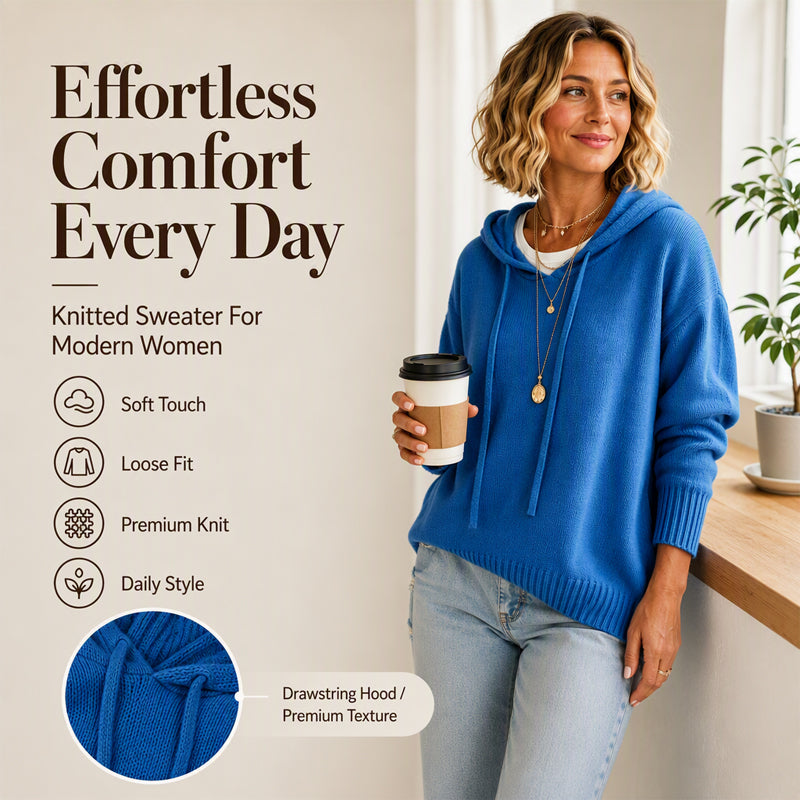 🍂 Women's Hooded Knit Sweater – Where Comfort Meets Casual Fall Style