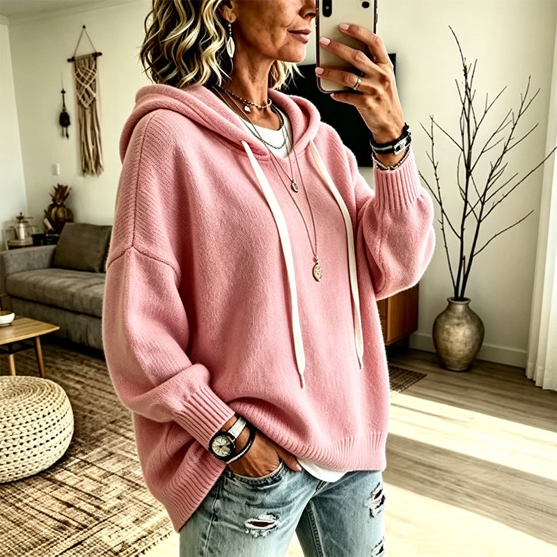 🍂 Women's Hooded Knit Sweater – Where Comfort Meets Casual Fall Style