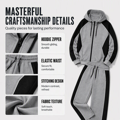 Men's Color-Block Zip-Up Hoodie & Sweatpants Set-1